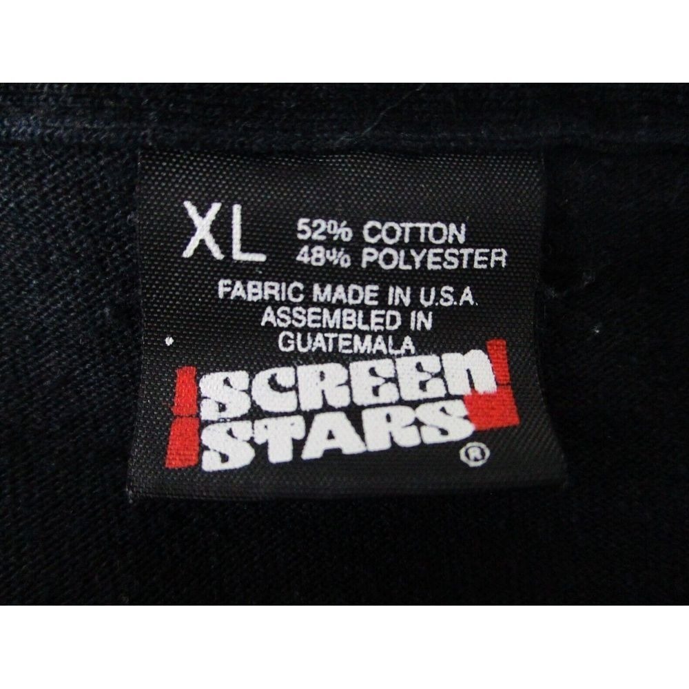 VTG‎ Screen Stars Polo Shirt Mens XL Black Tribal Art Print Short Sleeves Casual - Picture 4 of 9